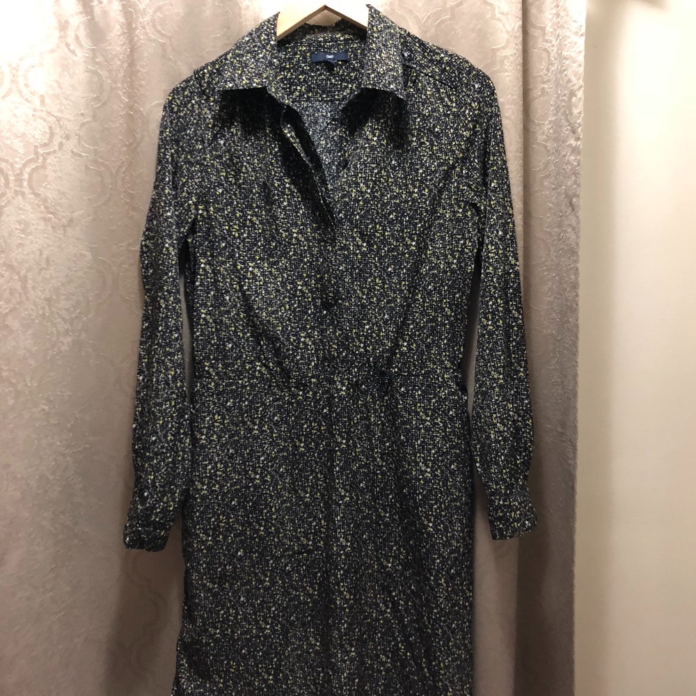 Partial Button Down Dress with Pockets